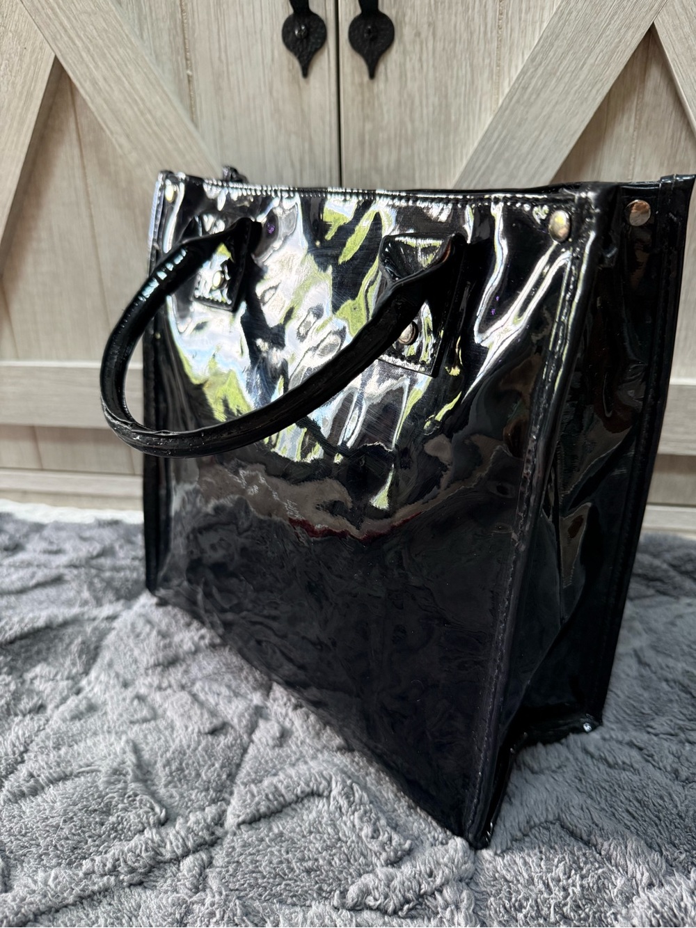 Danielle by Upper Canada-  Insulated Lunch Tote - Black Patent Leather